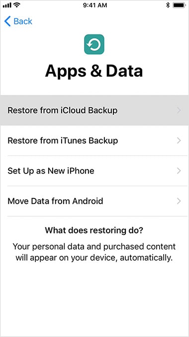 how to load icloud backup on iphone
